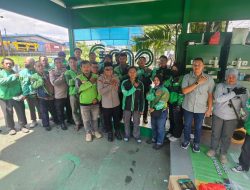 Polsek Cikarang Selatan Gelar Safari Kamtibmas dan Bagikan Nasi Kotak Untuk Driver Ojek Online