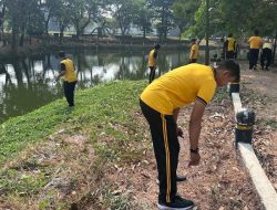 Polsek Cikarang Selatan Gelar Green Policing di Danau Elysium, Wujud Kepedulian Polri terhadap Lingkungan